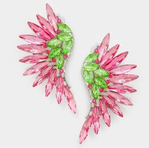 Marquise Stone Cluster Wing Clip on Earrings